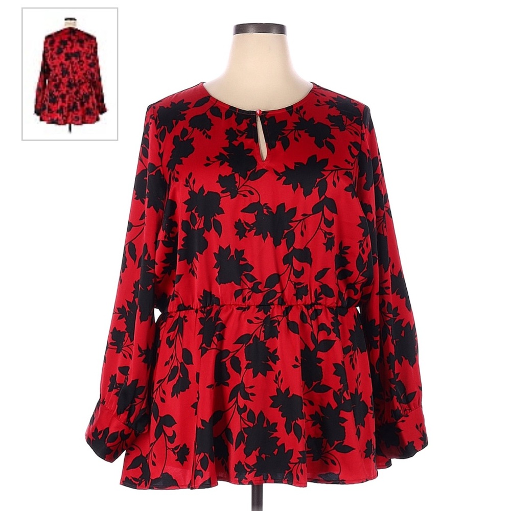 Lane Bryant Floral Blouse Gathered Waist